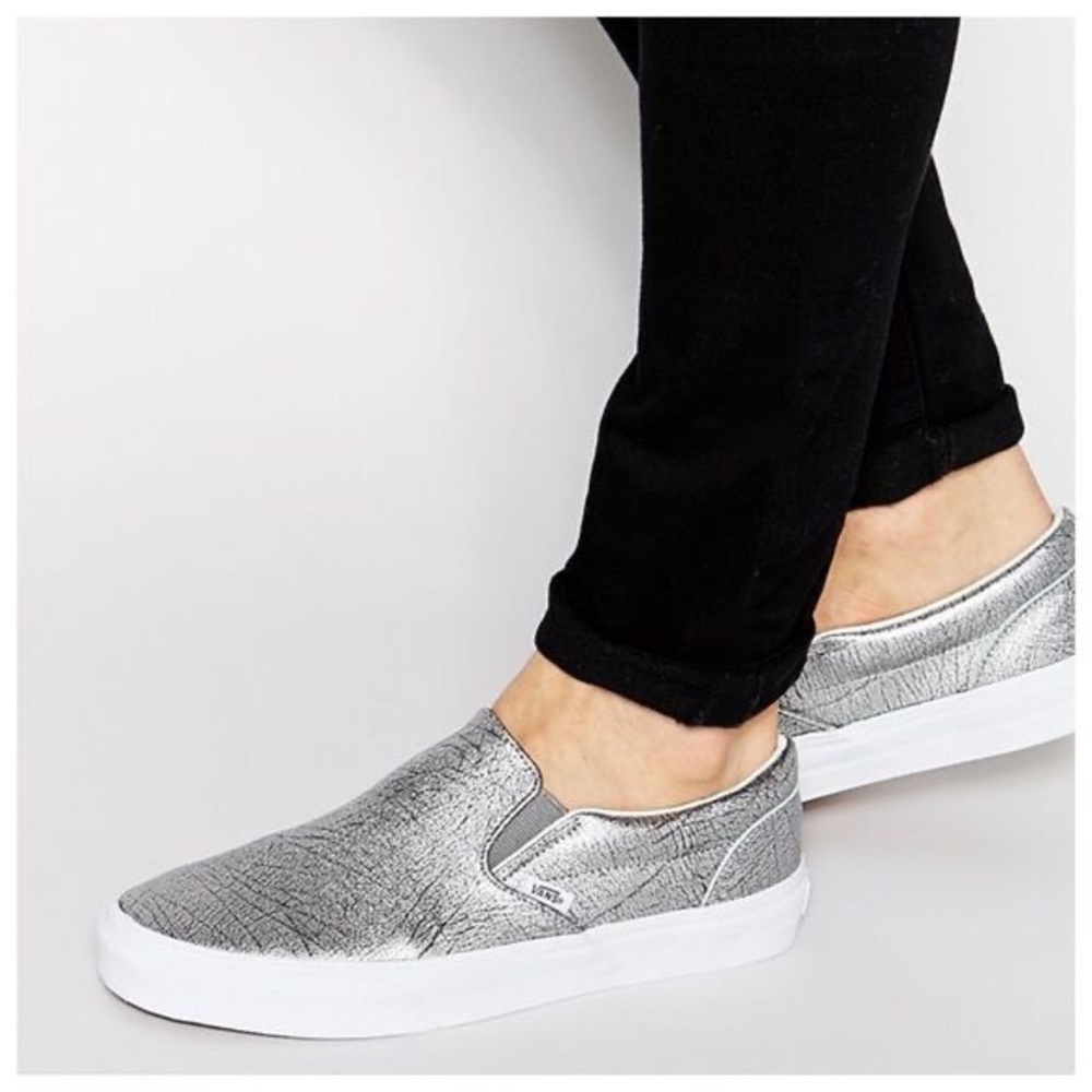 Vans Metallic Silver Slip-Ons